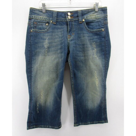 Vigoss Jeans 11 Cropped Capri Denim Distressed Flap Pockets Juniors * - Picture 1 of 12